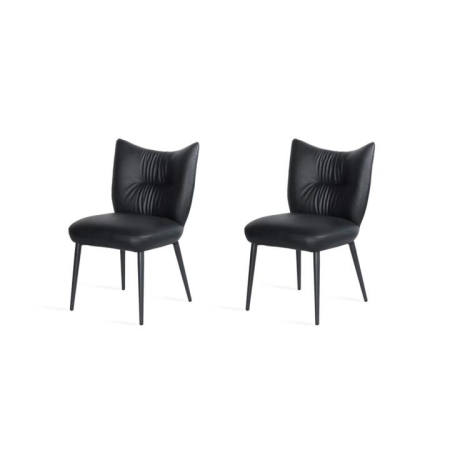 Raimon Furniture Set Of 2 Lindy Eco-Leather Kitchen Dining Side Chair Metal Frame Black