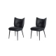 Raimon Furniture Set Of 2 Lindy Eco-Leather Kitchen Dining Side Chair Metal Frame Black
