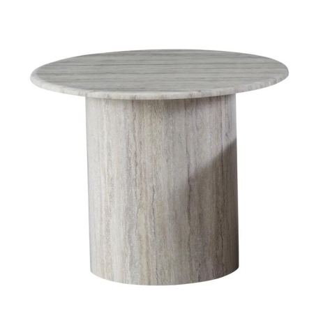 Raimon Furniture Adelise Artificial-Marble Round End Lamp Side Table Grey