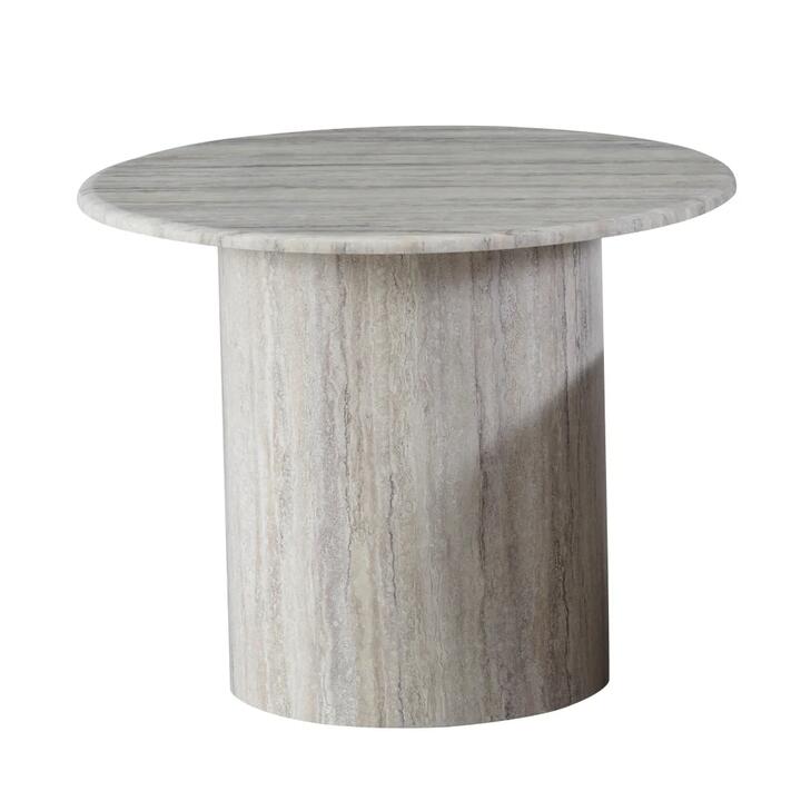 Raimon Furniture Adelise Artificial-Marble Round End Lamp Side Table Grey