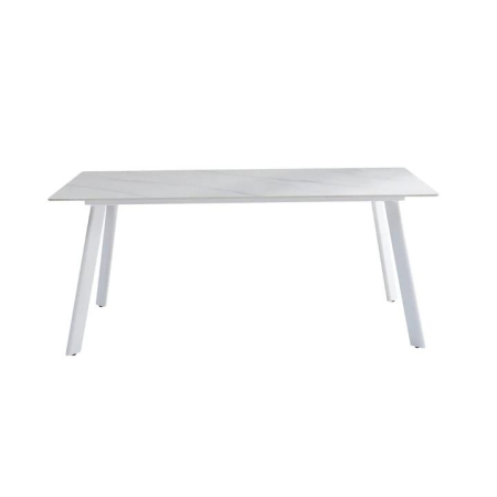 Raimon Furniture Sable Marble Effect Kitchen Dining Table 180cm Metal Legs Snow White