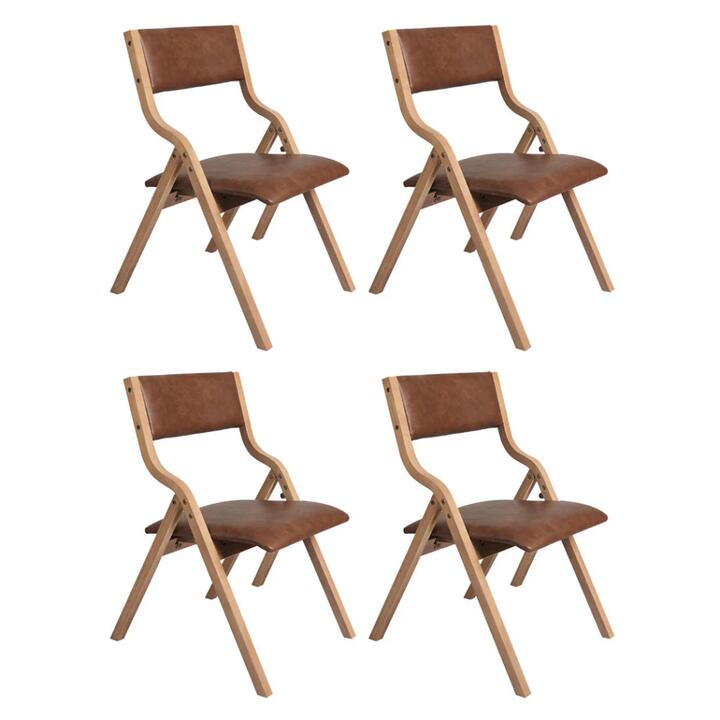 Levede 4x Dining Chairs Foldable PU Tan