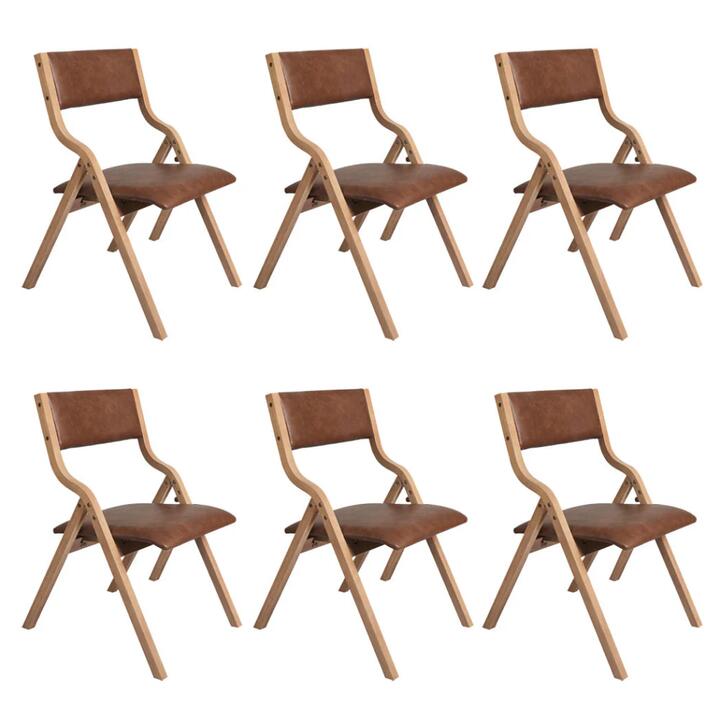 Levede 6x Dining Chairs Foldable PU Tan