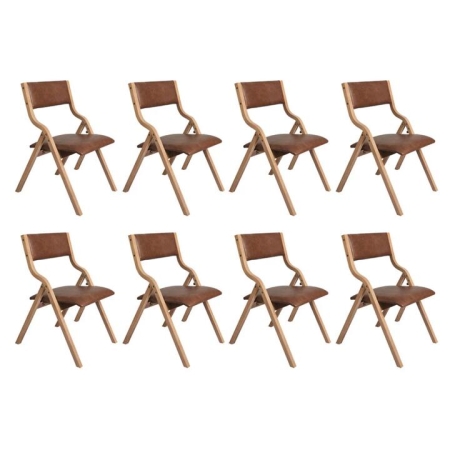 Levede 8x Dining Chairs Foldable PU Tan