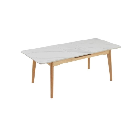 Raimon Furniture Erina Marble Effect Ceramic Extension Kitchen Dining Table 160-200cm Snow White