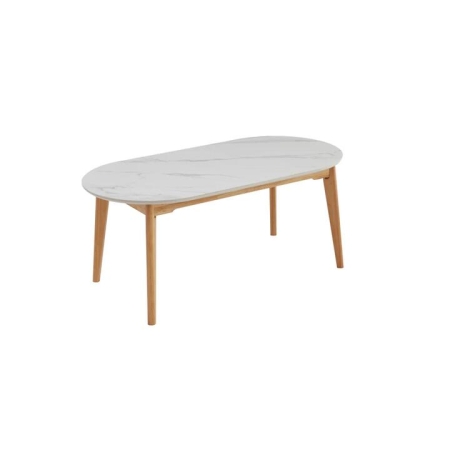 Raimon Furniture Nyla Marble Effect Ktichen Dining Table 180cm Solid Wood Legs Snow White