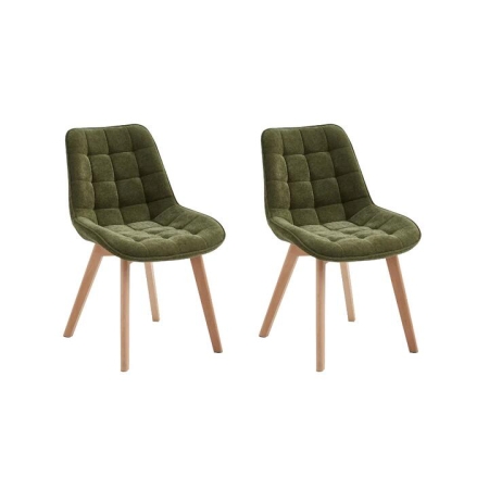 Raimon Furniture Set Of 2 Kelli Chenille Fabric Kitchen Dining Side Chair Wood Legs Green / Natural
