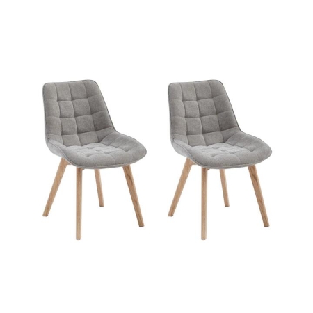 Raimon Furniture Set Of 2 Kelli Chenille Fabric Kitchen Dining Side Chair Wood Legs Light Grey / Natural