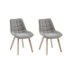 Raimon Furniture Set Of 2 Kelli Chenille Fabric Kitchen Dining Side Chair Wood Legs Light Grey / Natural