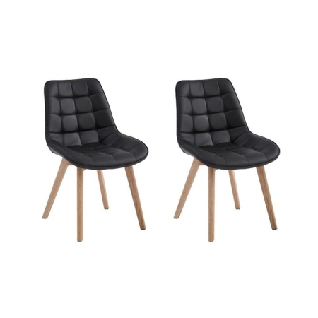 Raimon Furniture Set Of 2 Kelli Eco-Leather Kitchen Dining Side Chair Wood Legs Black / Natural