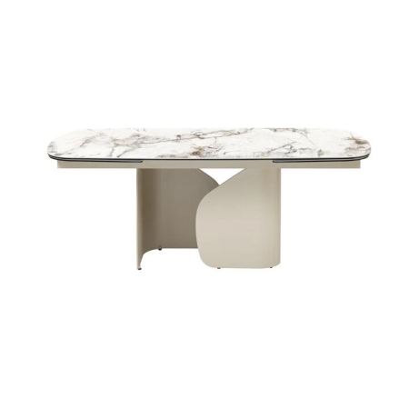 Raimon Furniture Avalor Marble Effect Ceramic Rectangular Extension Kitchen Dining Table 200-300cm Milan White