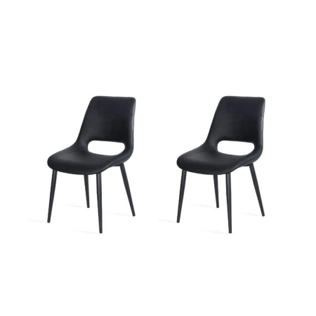 Raimon Furniture Set Of 2 Sephy Eco-Leather Kitchen Dining Side Chair Metal Frame Black