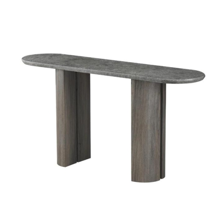 Raimon Furniture Devika Glossy Artificial Marble Effect Hallway Console Table Grey