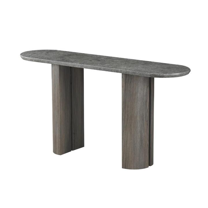 Raimon Furniture Devika Glossy Artificial Marble Effect Hallway Console Table Grey