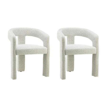 Raimon Furniture Set Of 2 Lila Textured Boucle Fabric Kitchen Dining ArmChair Natural