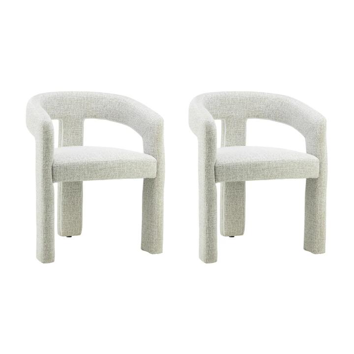 Raimon Furniture Set Of 2 Lila Textured Boucle Fabric Kitchen Dining ArmChair Natural