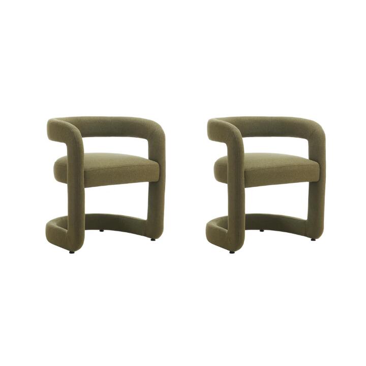 Raimon Furniture Set Of 2 Deidra Linen Fabric Kitchen Dining ArmChair Olive