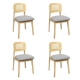 Levede Dining Chair Wood Rattan Armless Natural x4
