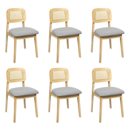 Levede Dining Chair Wood Rattan Armless Natural x6