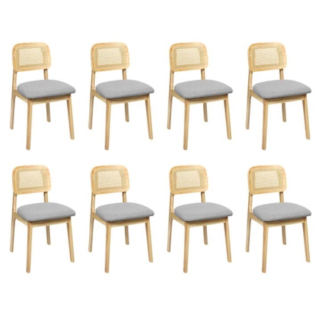 Levede Dining Chair Wood Rattan Armless Natural x8