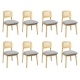 Levede Dining Chair Wood Rattan Armless Natural x8