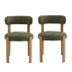 Raimon Furniture Set of 2 Zinnia Chenille Fabric Kitchen Dining Side Chair Ash Wood Effect Frame Olive