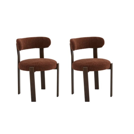 Raimon Furniture Set of 2 Zinnia Chenille Fabric Kitchen Dining Side Chair Walnut Wood Effect Frame Rust