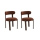 Raimon Furniture Set of 2 Zinnia Chenille Fabric Kitchen Dining Side Chair Walnut Wood Effect Frame Rust