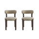 Raimon Furniture Set of 2 Zinnia Chenille Fabric Kitchen Dining Side Chair Walnut Wood Effect Frame Beige