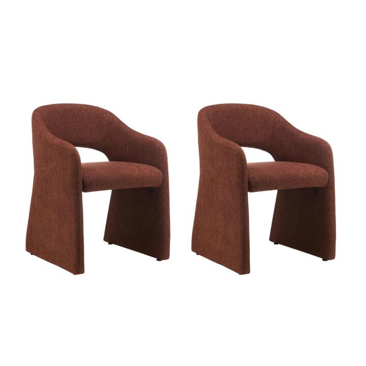 Raimon Furniture Set Of 2 Aspen Chenille Fabric Kitchen Dining ArmChair Rust