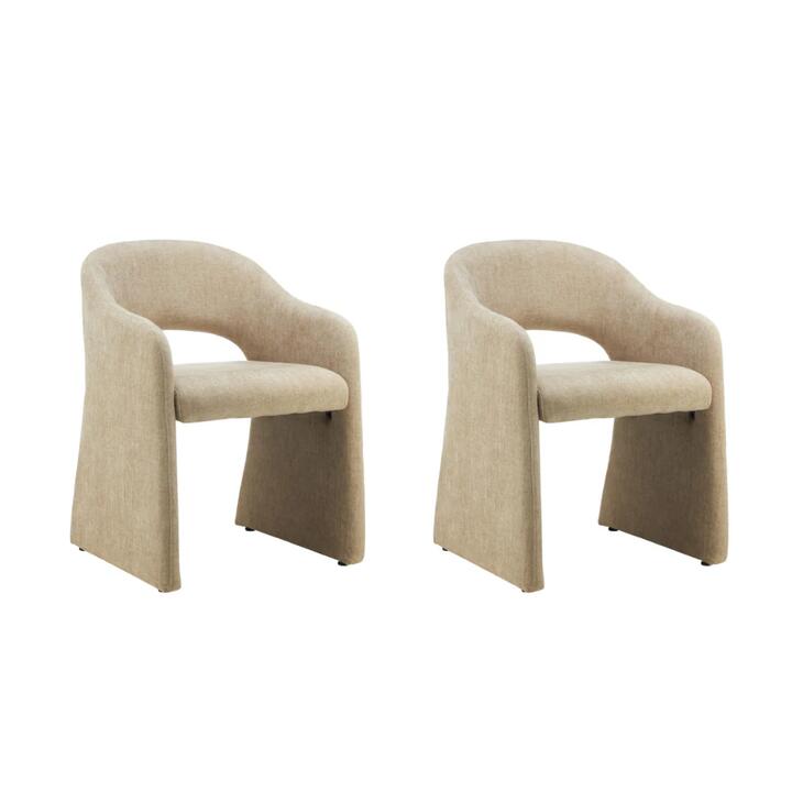 Raimon Furniture Set Of 2 Aspen Chenille Fabric Kitchen Dining ArmChair Sand