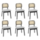 Levede Dining Chair Wood Rattan Armless Black x6