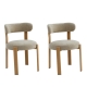 Raimon Furniture Set of 2 Zinnia Chenille Fabric Kitchen Dining Side Chair Ash Wood Effect Frame Beige