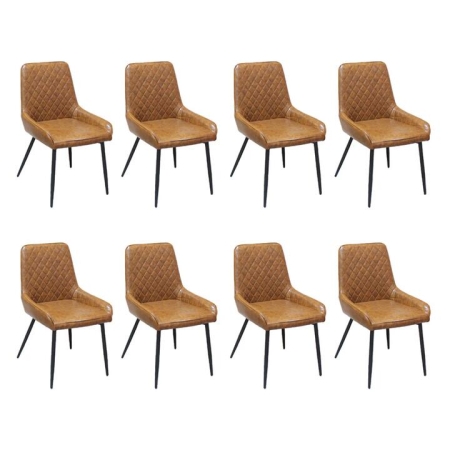 Dining Chairs x 8 Padded Seat PU Faux Leather