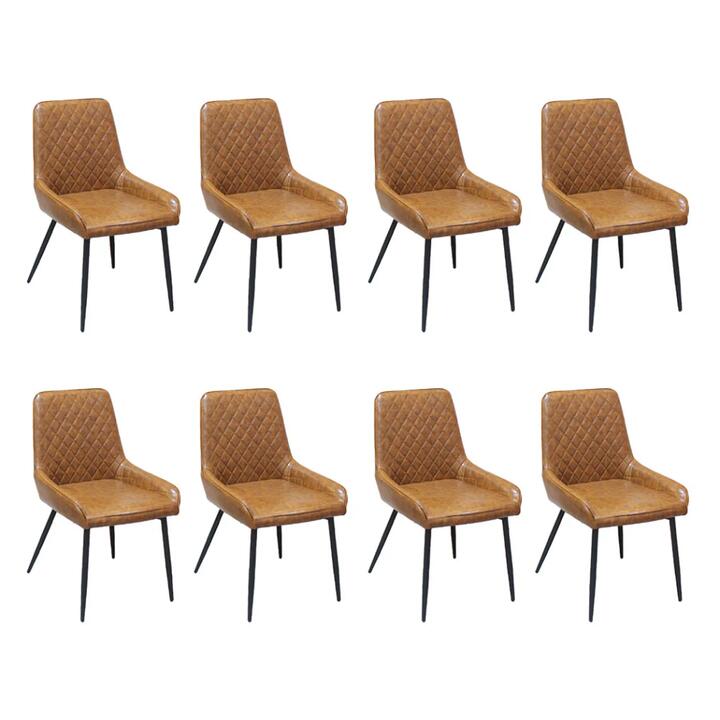 Dining Chairs x 8 Padded Seat PU Faux Leather