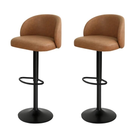 Levede 4x Bar Stool Swivel Gas Lift PU Leather Brown