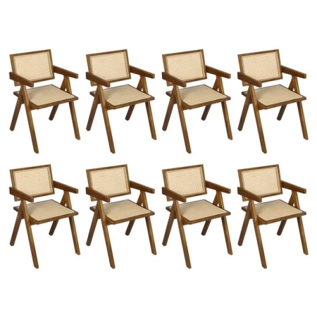 Levede 8x Walnut Wicker Armchair Dining Chair