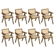 Levede 8x Walnut Wicker Armchair Dining Chair