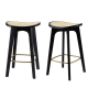 2x Bar Stools Rattan Counter Kitchen Dinning Chair Bamboo Saddle Black