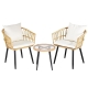 3PC Outdoor Bistro Set Patio Furniture Lounge Setting Table and Chairs Natural