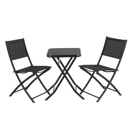 Outdoor Bistro Set Folding Table and Chairs Patio Furniture Garden Steel Black