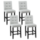4x Bar Stools Kitchen Dining Chairs Counter Fabric Stool Wooden Ada Grey