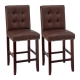 2x Bar Stools Kitchen Dining Chairs Counter PU Leather Wooden Ada Brown