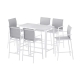 7PCS Outdoor Bar Set Stools Dining Chairs Table Patio Steel Bistro Set White