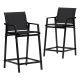 2PC Outdoor Bar Stools Steel Dining Chairs Patio Furniture Garden Black