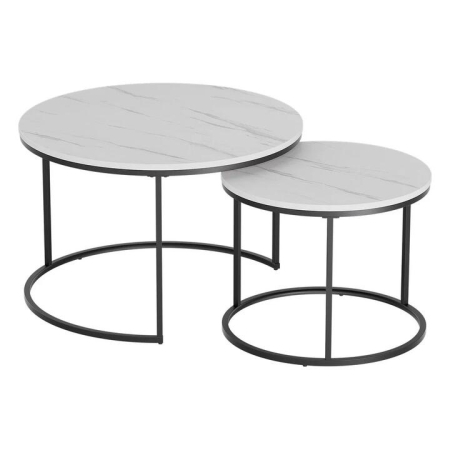 Nesting Coffee Table Set of 2 Marble Effect