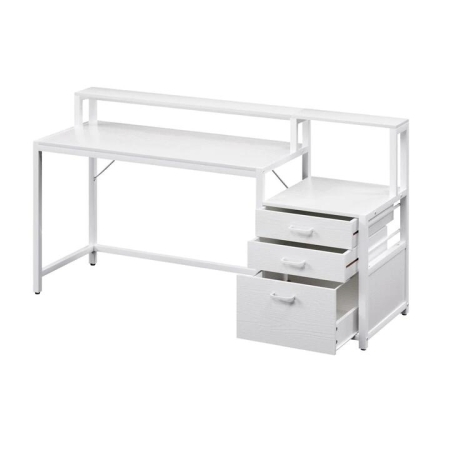 Computer Desk Home Office Study Table Desks w/Drawers Open Shelf White 160CM
