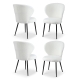 4x Dining Chairs Sherpa Boucle Wing Back White