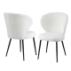2x Dining Chairs Sherpa Boucle Wing Back White
