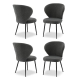 4x Dining Chairs Sherpa Boucle Wing Back Grey